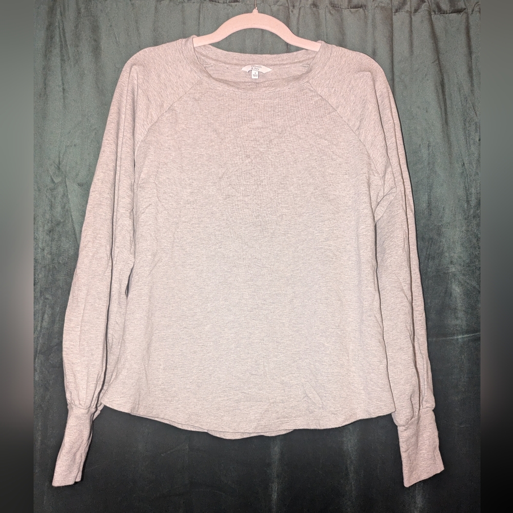 Crown & ivy grey cotton blend long sleeve fall comfortable top